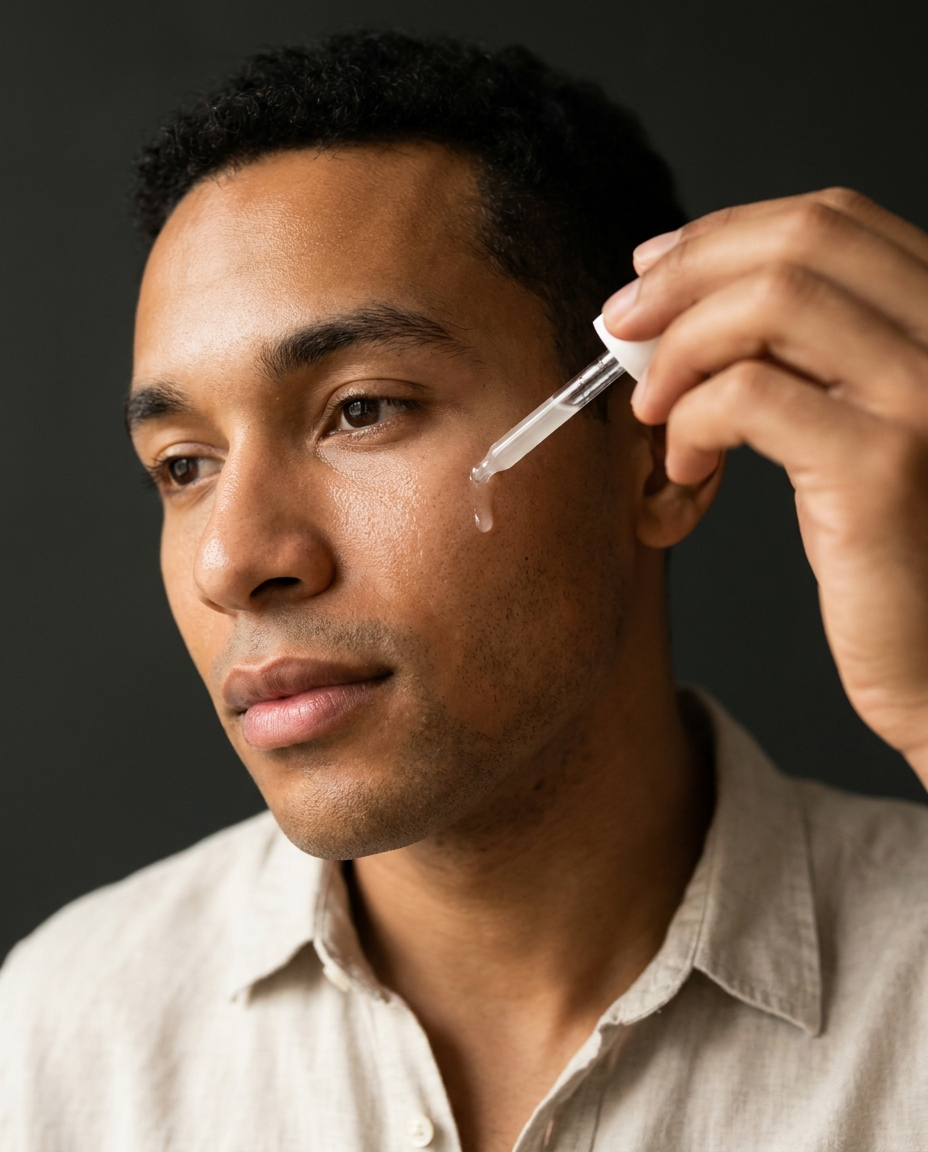 Close-up of dewy, glowing skin